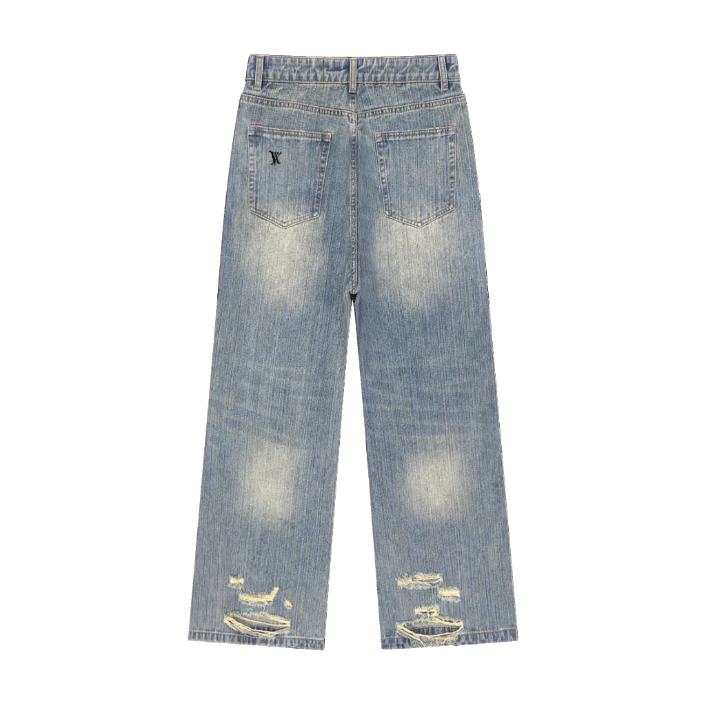 Vintage Wash Distressed Denim Jeans