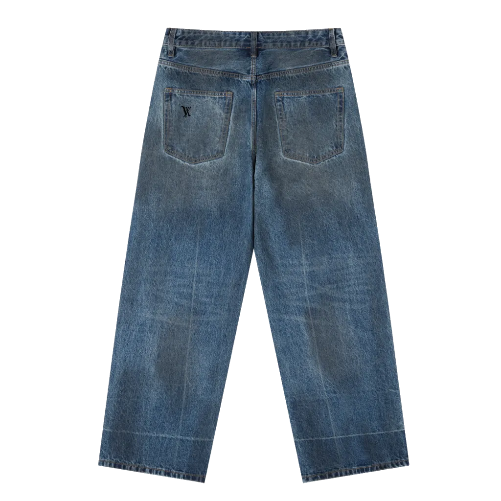 Vintage Wash Baggy Denim Jeans