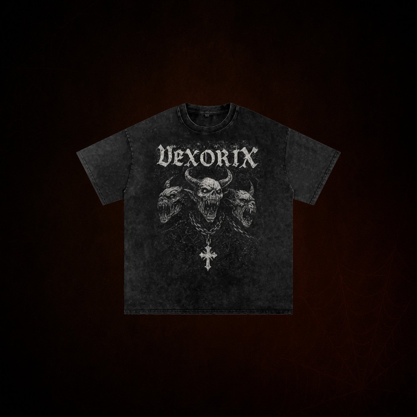 3 Demons Snow Washed Oversized Cotton T-Shirt