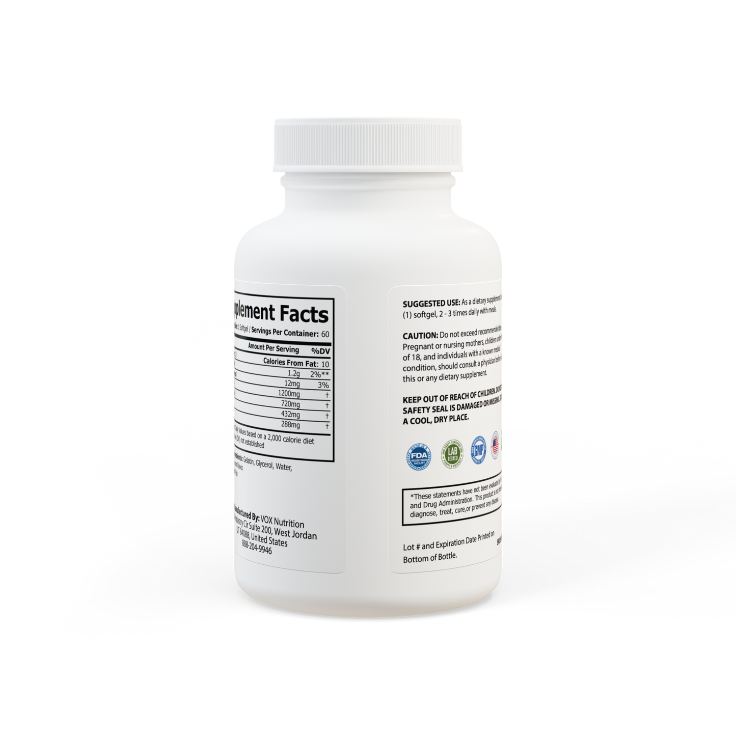 Omega 3 Fish Oil Supplement (60 Softgels)