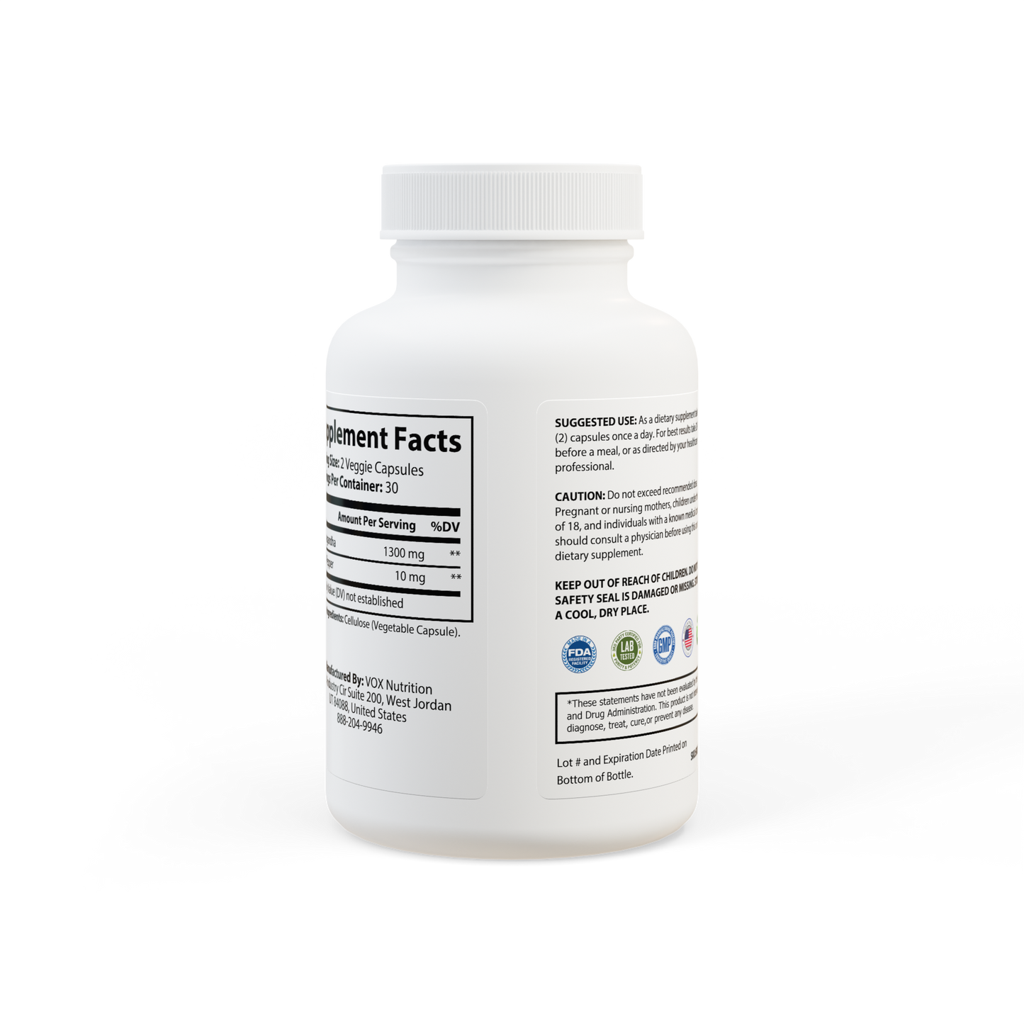 Ashwagandha and Black Pepper Supplement (60 capsules)