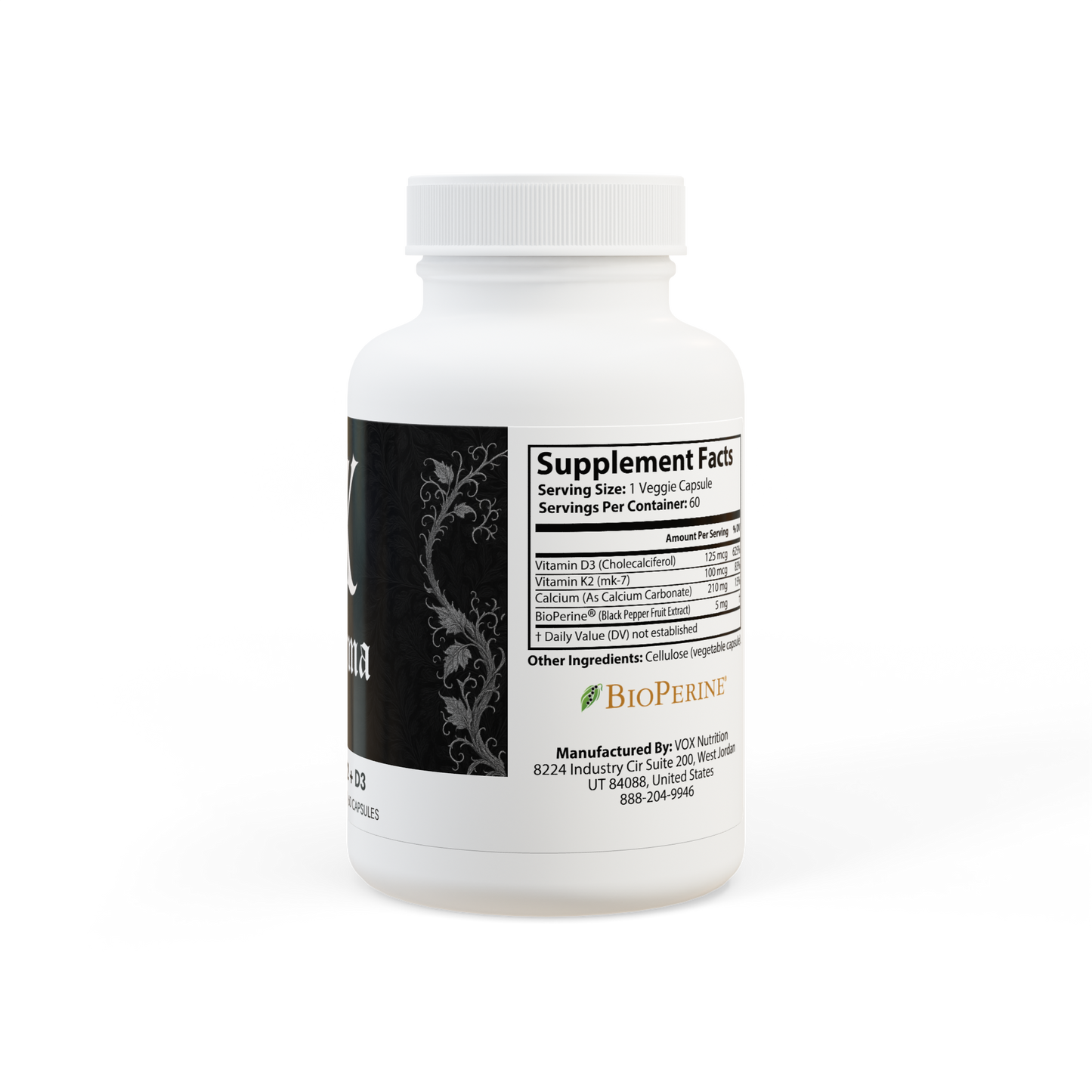 Vitamin K2 + D3 Supplement (60 Capsules)