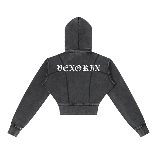 Vintage Washed Cropped Fleece Hoodie