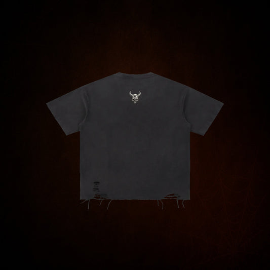 3 Demons Snow Washed Raw-Hem T-Shirt