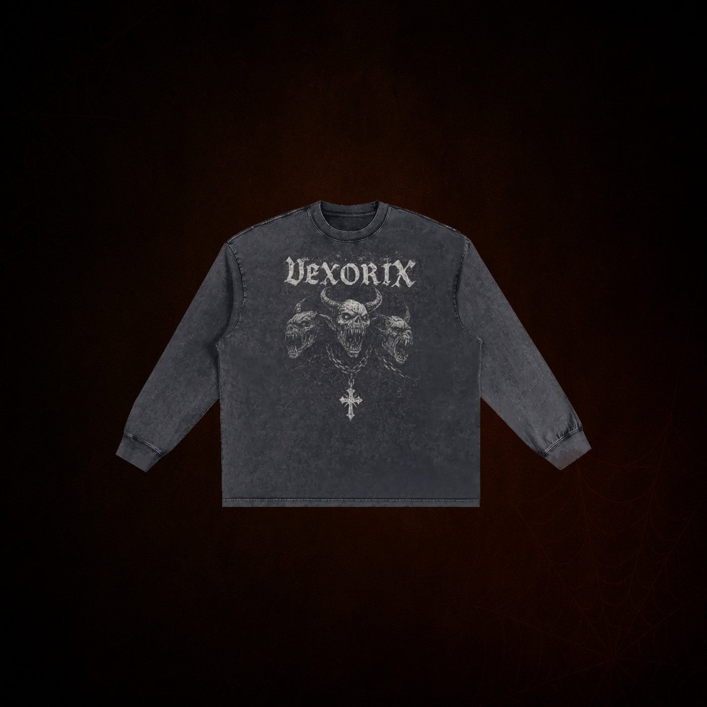 3 Demons Snow Washed Frayed Edge Sweater