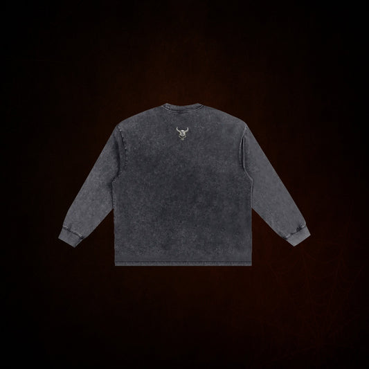 3 Demons Snow Washed Frayed Edge Sweater