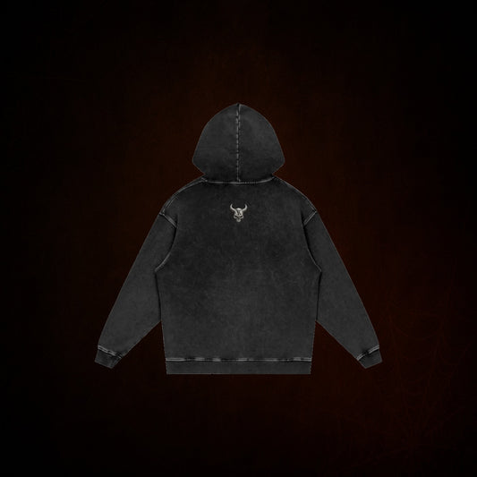 3 Demons Snow Washed Loose Cotton Hoodie