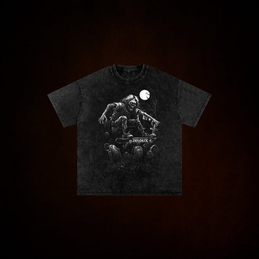 Zombie Snow Washed Oversized Cotton T-Shirt