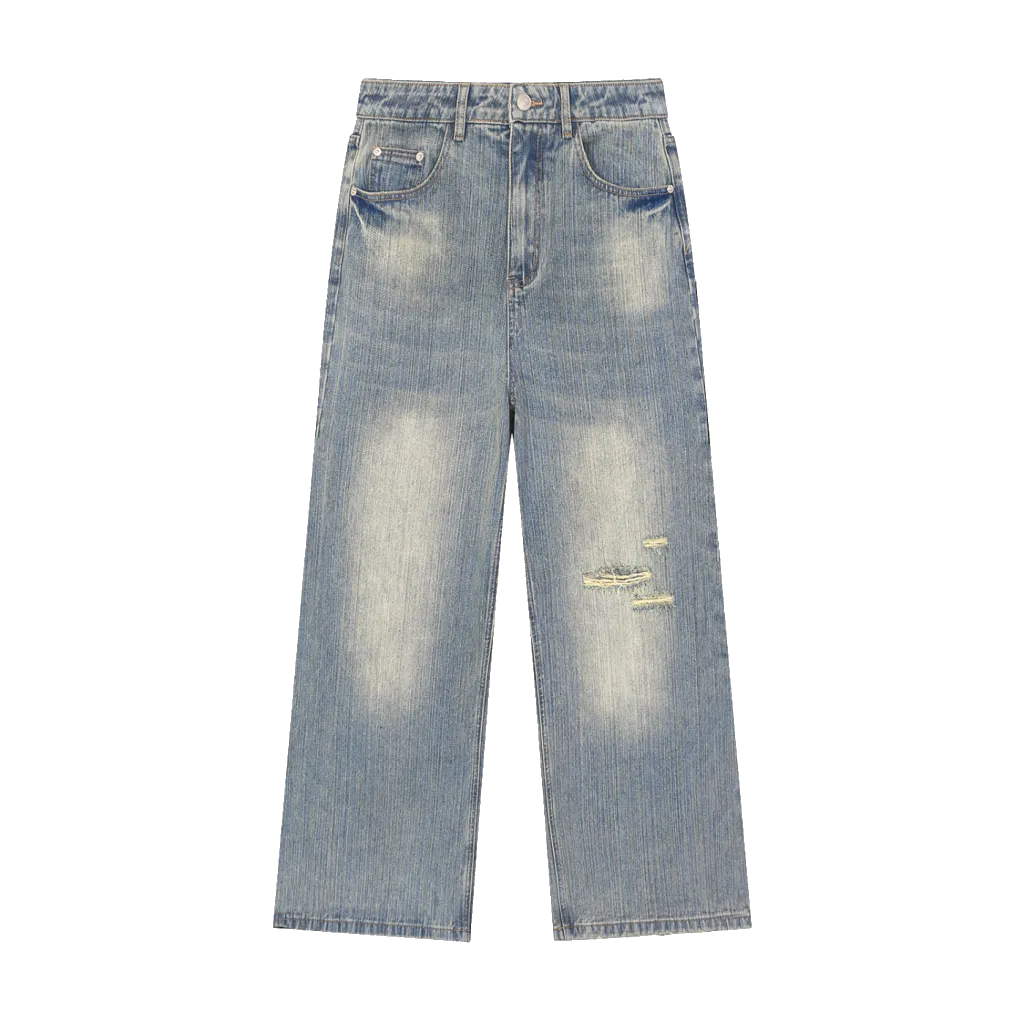 Vintage Wash Distressed Denim Jeans