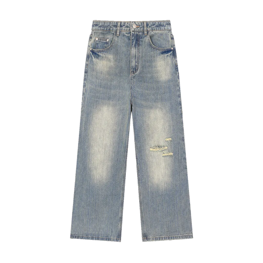 Vintage Wash Distressed Denim Jeans