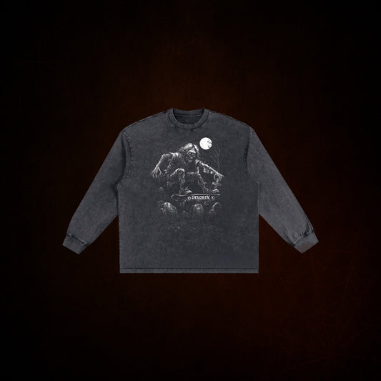 Zombie Snow Washed Frayed Edge Sweater