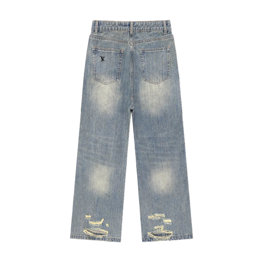Vintage Wash Distressed Denim Jeans
