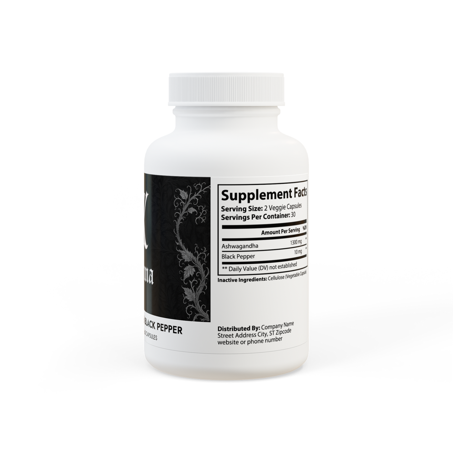 Ashwagandha and Black Pepper Supplement (60 capsules)