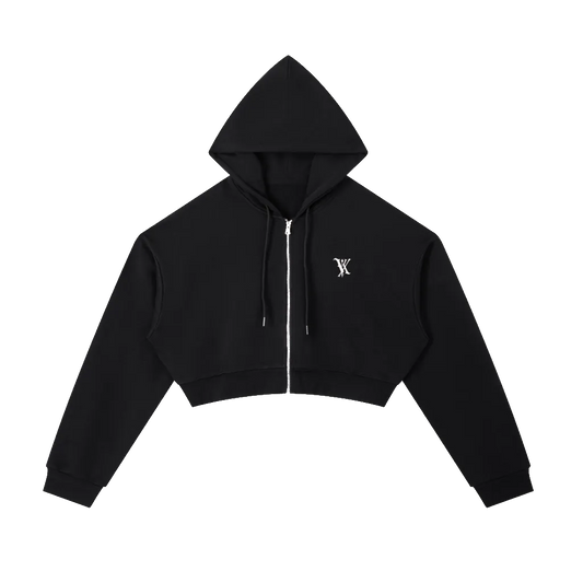 Essential Cropped Zip-Up Hoodie