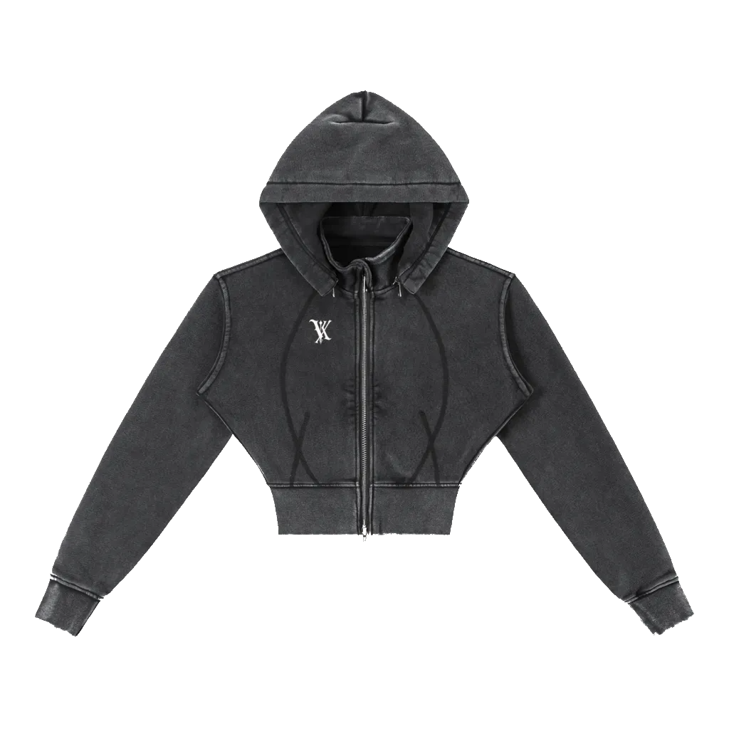Vintage Washed Cropped Fleece Hoodie