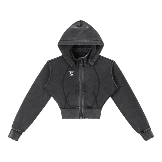 Vintage Washed Cropped Fleece Hoodie