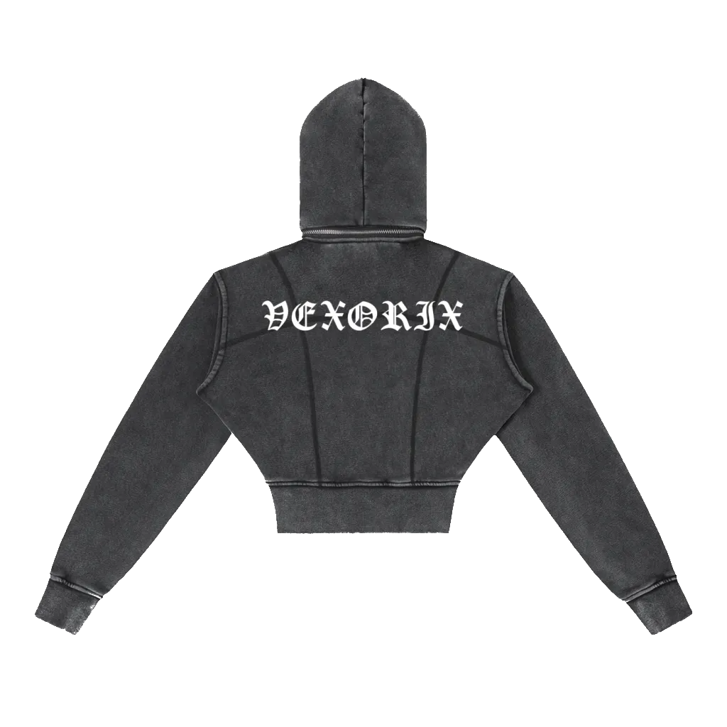 Vintage Washed Cropped Fleece Hoodie